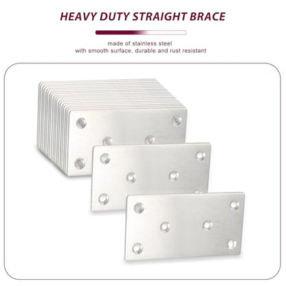 50PCS Flat Metal Brackets, 3.15" 304 Stainless Steel Mending Plates - size: 3.15X1.57X0.08IN