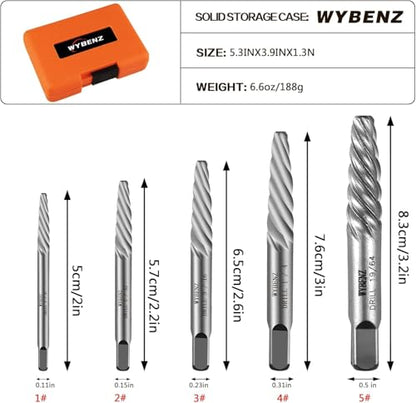 5Pcs Screw Bolt Extractor Set & Easy Out Screw Extractor Kit - size: 5PCS