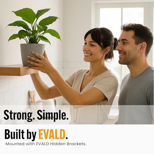 EVALD LevelMate™ Titan-Mount 6 Inch Floating Shelf Brackets, Heavy Duty Hidden Shelf Brackets for Floating Shelves, Black Carbon Steel Shelf Supports with Screws & Anchors (4 Pack) - size: 6 Inch, style: 4 Pack Titan-mount