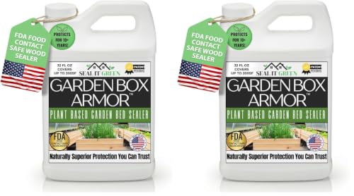 Garden Box Sealer | FDA Food Contact Safe Plant-Based Wood Sealant for Raised Bed, Planter & Pet House. Protects All Wood Types from Water & Weather Damage | (Pack of 2) - size: 0.25 Gallon (Pack of 2)