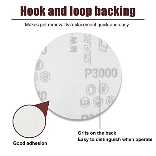 SPEEDWOX 50pcs Sanding Discs 4 Inches Sandpaper 3000 Grit Hook and Loop Sanding Discs for Drill Grinder Rotary Tools No Hole - size: 3000 Grit