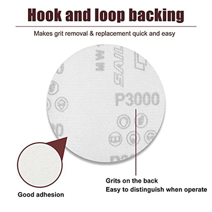 SPEEDWOX 50pcs Sanding Discs 4 Inches Sandpaper 3000 Grit Hook and Loop Sanding Discs for Drill Grinder Rotary Tools No Hole - size: 3000 Grit