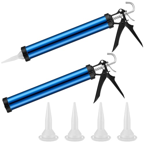 Lasnten 2 Pack Sausage Caulking Gun with 4 Cone Nozzles, Blue - color: Blue