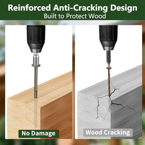 Timber Screws #14 x 2.5 inch, Heavy Duty Wood Screws with Hex Socket, Green Outdoor Lag Screws for Deck, Fence, Garden Self-Tapping, Rust-Resistant Coated, Sample Pack (30pcs) - size: #14 x 2.5" 30PCS