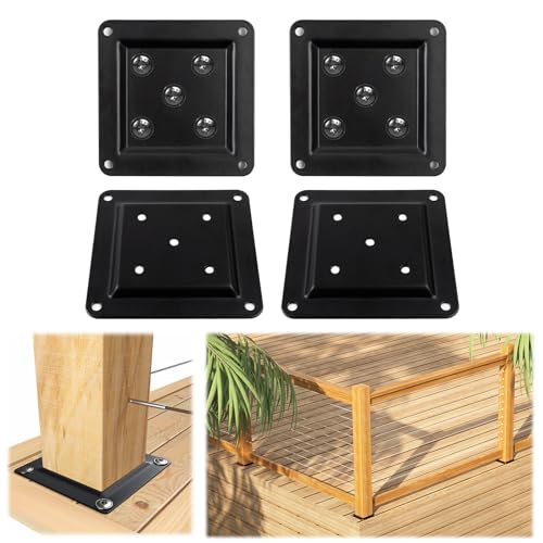 Muzata 4Pack 3.5"x3.5" Carbon Steel Wood Post Plate Connector WT25 - size: 3.5"x3.5"