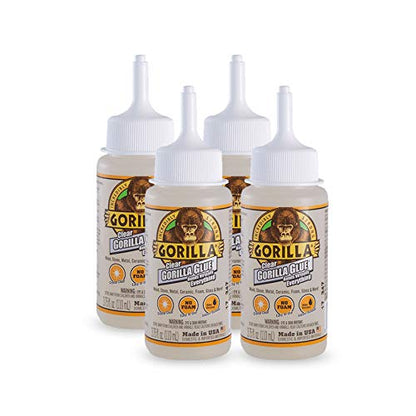 Gorilla Clear Glue, 3.75 Ounce Bottle, Clear, (Pack of 4)
