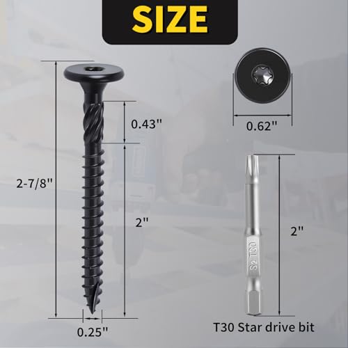 Wood Screws #14 x 2-7/8" 55PCS, FIXLINK Deck Screws Epoxy Coated Torx Drive - size: #14 x 2-7/8"