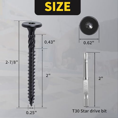 Wood Screws #14 x 2-7/8" 55PCS, FIXLINK Deck Screws Epoxy Coated Torx Drive - size: #14 x 2-7/8"