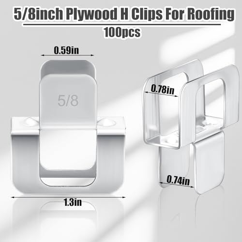 Hicarer 100 Pcs Plywood H Clip for Roofing Panel Plywood, Silver, 5/8 Inch - color: Silver, size: 5/8 Inch