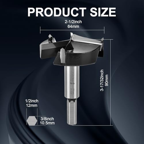 Mollom 64mm (2-1/2") Triple Flute Carbide Forstner Drill Bit - size: 64mm | 2-1/2"
