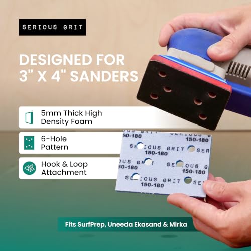 Serious Grit - 3x4 5mm Foam Sanding Pads Assortment - 10 Pack Box - size: Mixed Grit, style: 5mm Foam