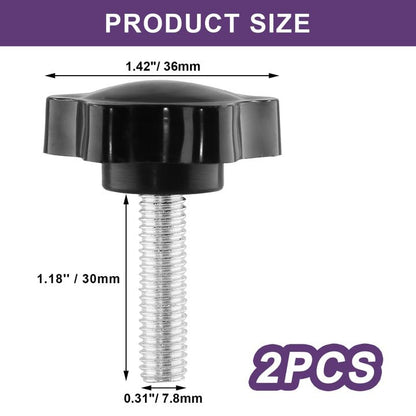 M8 x 30mm Thread Star Knob, 2Pcs - size: M8 x 30mm, style: Hexagonal Handle