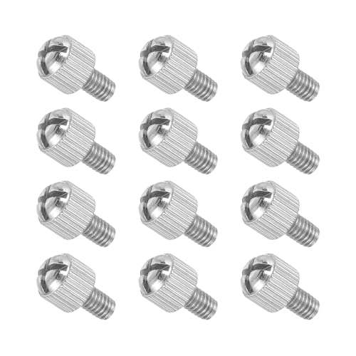 MECCANIXITY 12 Pcs M4x6mm PC Computer Case Thumbscrews, Carbon Steel Nickel Plated Knurled Thumb Screws Bolts Fasteners for Computer Cover, Motherboard, Fan, Power Supply, Silver - color: Silver, size: M4x6mm