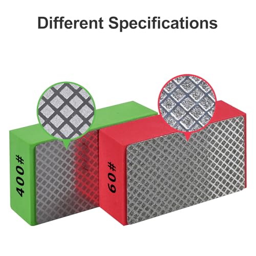 2pcs Diamond Hand Polishing Pads for Ceramic Tile Glass Grinding,Sanding Blocks Polishing 60#,400# - size: 2PCS-60#-400#