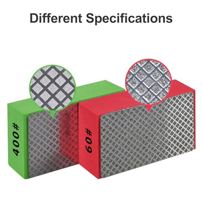 2pcs Diamond Hand Polishing Pads for Ceramic Tile Glass Grinding,Sanding Blocks Polishing 60#,400# - size: 2PCS-60#-400#