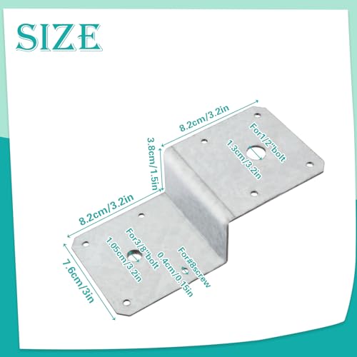 6 PCS Z Bracket Tie Plate, Galvanized Steel Deck Joist Tie Plate for 4'' x 4'' Posts and 2'' x 4'' Cross Joist, Metal Corner Brace for Wood Shelves Fixing Lumber Connector Pergola Brackets