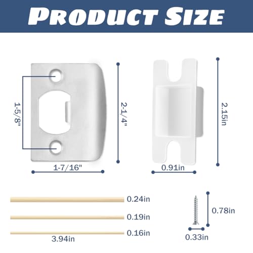 Door Strike Latch Plate Set,6 Pack,with 9 Dowel Strips