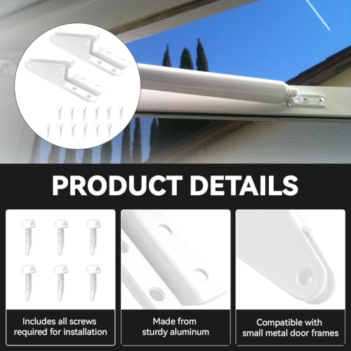 Screen Door Jamb Bracket Aluminum (White) 4.26 Inches, Door Closer Bracket