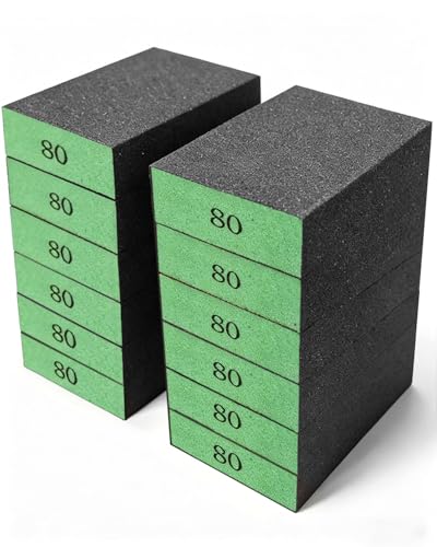 12Pcs Sanding Block Sponge Set, Reusable Sandpaper for Wood & Drywall - color: Green