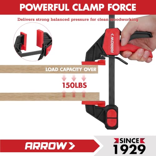 ARROW 2-Piece 6" Medium Duty Bar Clamps for Woodworking with 150LBS Force - size: 6"(2)
