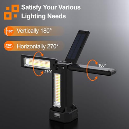 13200mAh Rechargeable Solar Work Light with Folding Stand and Carrying Bag, AODOO 8000 Lumen Stepless Dimmable , White/Warm/Nature White/RED(SOS) with Detachable Tripod (Black(No Tripod)) - color: Black(No Tripod)