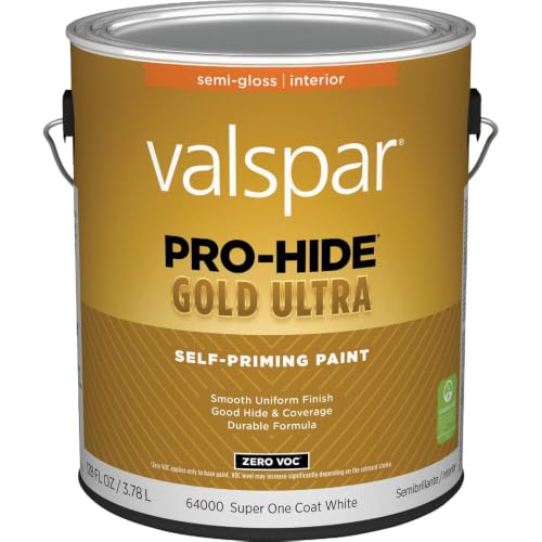 Valspar 64000 White Pro-Hide Gold Ultra Interior Super One Coat Primer, Semi-Gloss, 1 Gallon - color: WHITE, size: 22 Fl Oz (Pack of 1), style: SEMI-GLOSS