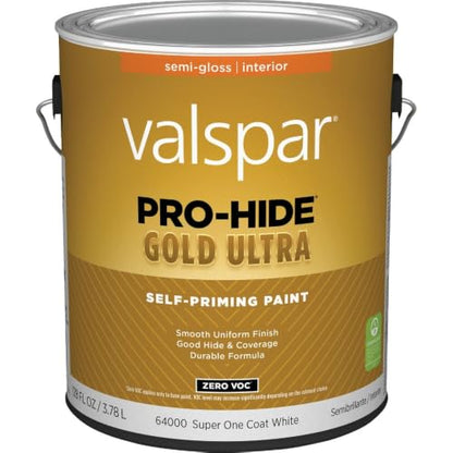 Valspar 64000 White Pro-Hide Gold Ultra Interior Super One Coat Primer, Semi-Gloss, 1 Gallon - color: WHITE, size: 22 Fl Oz (Pack of 1), style: SEMI-GLOSS