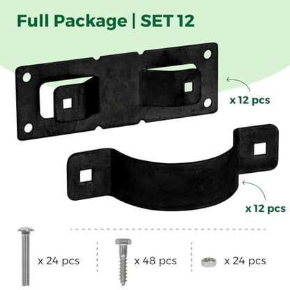 12 Pack Fence Brackets, Black Fence Frame, They use to Attach a Wooden Fence to a Chain Link, Anyone Wants to Convert Their Wooden Poles to Metal Poles (Black) - color: Set 12, size: Powder Coated Black Color