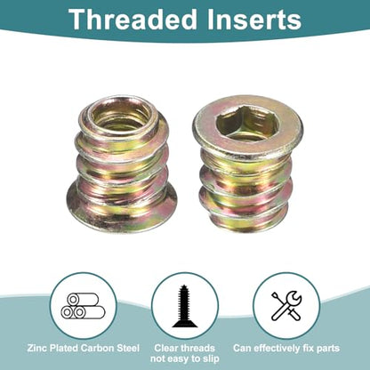 uxcell 100Pcs Threaded Insert M5-0.8x10 Zinc Plated Carbon Steel Hex Socket - size: M5-0.8x10mm