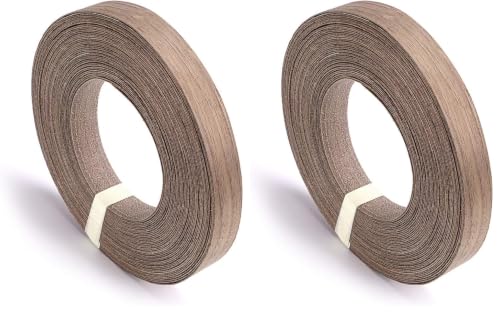 Skelang Walnut Wood Veneer Edge Banding Preglued Iron-on with Hot Melt Adhesive Edgebanding Flexible Wood Tape (3/4"×50') (Pack of 2) - size: 3/4" x 50' (Pack of 2)