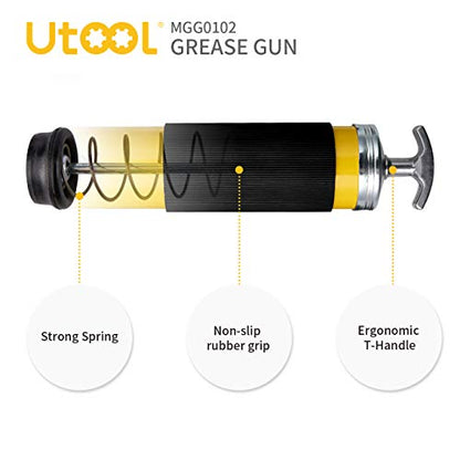 UTOOL 8000 PSI Heavy Duty Pistol Grip Grease Gun Kit, 14 oz Capacity - size: 7PCS