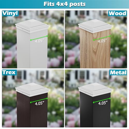 SIEDiNLAR 4x4 Post Caps White 12 Pack, Fence Post Covers Outdoor Waterproof - color: White, size: 4x4in, 12 Pack