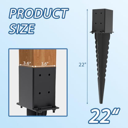 4 Pcs 4"x 4"Fence Post Anchor Ground Spike 22”(Fit 3.6"x 3.6") Post - size: 22 Inch
