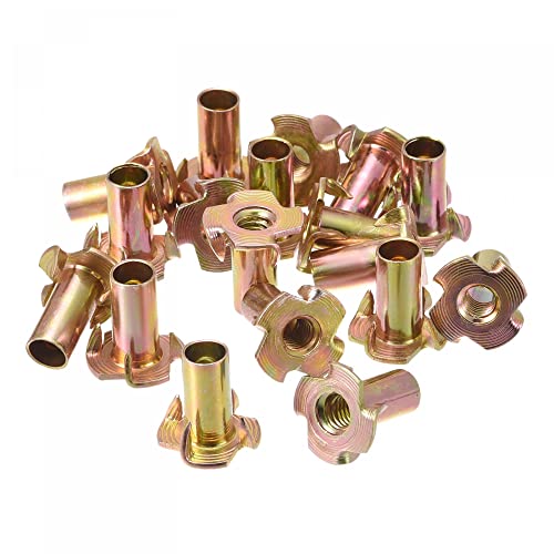 uxcell M6x18mm T-Nuts 4 Pronged Tee Nut Carbon Steel Threaded Inserts for Wood 24pcs - size: M6x18mm