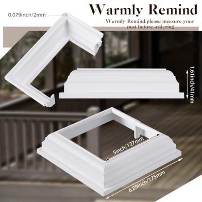 Taiyin 4 Packs Vinyl Post Skirt White PVC Fence Post Skirt,5" X 5" - size: 5" X 5"
