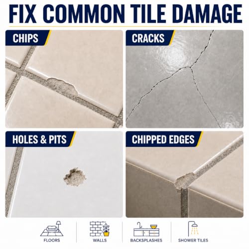 Tile Repair Kit, Ceramic & Porcelain Tile Chips & Cracks Repair-Color Match