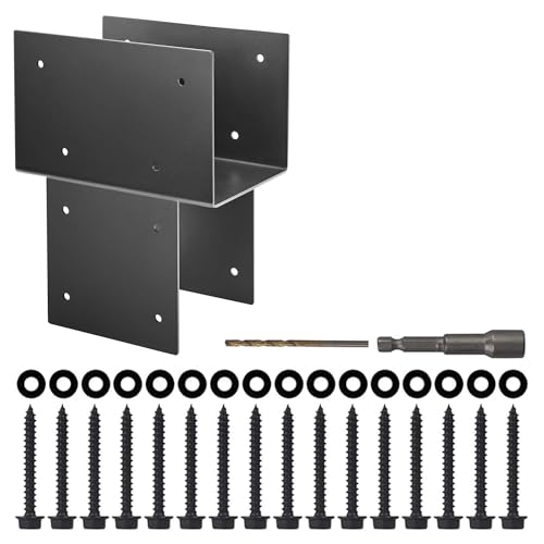 4 Pack 6x6 (Actual 5.5"x5.5") Metal Steel Post Cap Tie Brackets, Heavy Duty Pergola Bracket & Post to Beam Connector for Gazebo, Deck, Patio - size: 6in-4P