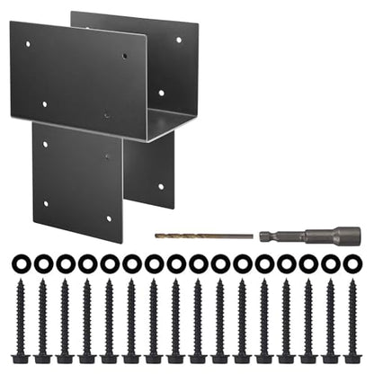 4 Pack 6x6 (Actual 5.5"x5.5") Metal Steel Post Cap Tie Brackets, Heavy Duty Pergola Bracket & Post to Beam Connector for Gazebo, Deck, Patio - size: 6in-4P