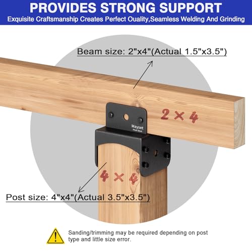 Post Anchor Connector,Stainless Steel Beam Anchor Connector, Post Base Bracket for Supporting Wood Beams, Post to Beam (2Pack, P4x4-B2x4) - size: P4x4-B2x4