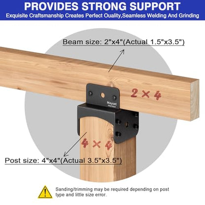 Post Anchor Connector,Stainless Steel Beam Anchor Connector, Post Base Bracket for Supporting Wood Beams, Post to Beam (2Pack, P4x4-B2x4) - size: P4x4-B2x4