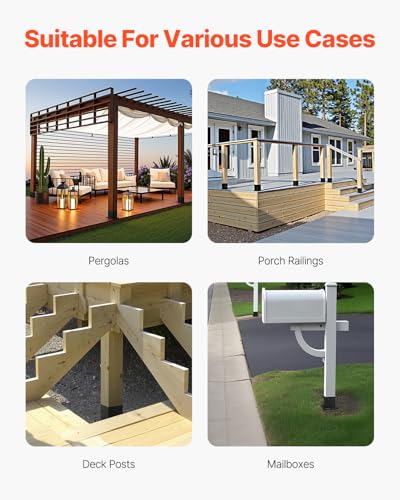 VEVOR 4x4 Post Base 4 Pcs, Inner Size 3.6x3.6 inch / 92x92 mm Post Brackets, Heavy Duty Carbon Steel Decking Posts, Wood Posts Brackets for Pavilion Deck Railing Support Deck Base Plate, Black - size: Full Cover 4x4 4pc