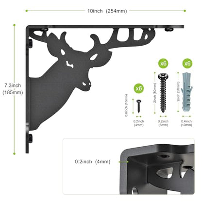 SELEWARE 2 Pack 10" Heavy Duty Shelf Brackets, Deer Decorative L Brackets - size: 10 Inch, style: Deer-2 pack