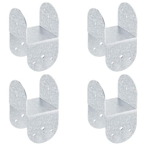 GBGS 4 Pack 4x4 Post Connector,14 Gauge,Silver,Hot Dip AI-Zn