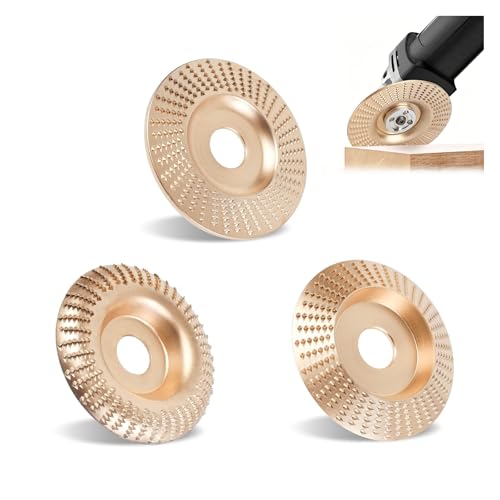 Upgraded 3PCS Angle Grinder Wood Carving Disc Set Heavy-Duty Tungsten Carbide Grinding Wheel & Shaping Disc Flat Curve Inclined Woodworking Tool for Wood Cutting Sanding Polishing Attachment (1 Set)
