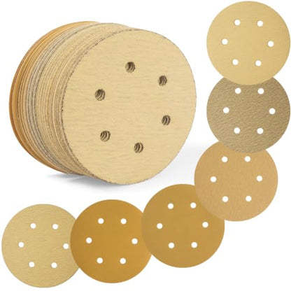 30 PCS 6 Inch Sanding Discs for Random Orbital Sander 6 Hole Hook and Loop Sandpaper 60 80 100 120 150 180 220 320 400 600 800 1000 Grit Round Sand Paper - style: 6 Hole 60-1000 Grit