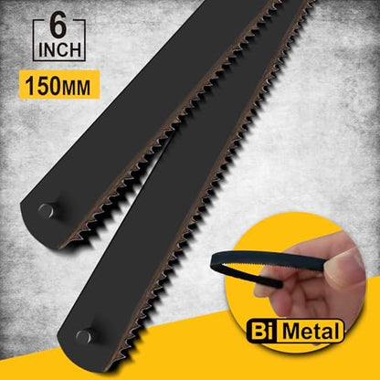 Hanpex 6 in. Mini Hacksaw Set - 150mm Extra Fine Cut Hack Saw Sets and 3pcs Extra Bi-Metal Blades for Wood and Metal - style: Hacksaw set and 3pc Blades