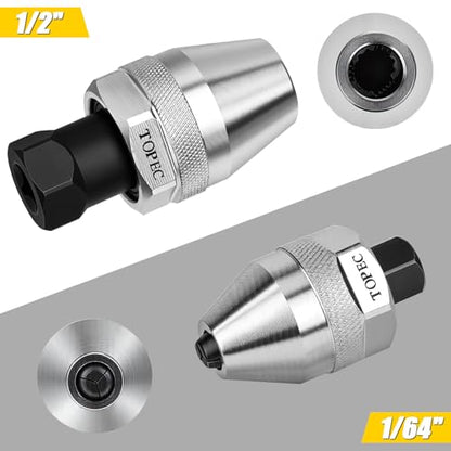 Topec 2Pcs Stud Extractor Set, 1/4" & 3/8" Drive Stud Removal Tool, Suitable for Removing 1/64-Inch to 1/2-Inch Bolts, Premium CR-MO Steel Broken Bolt Extractor for Damaged, Rusted or Stripped Studs - size: 1/4 & 3/8 Inch Drive