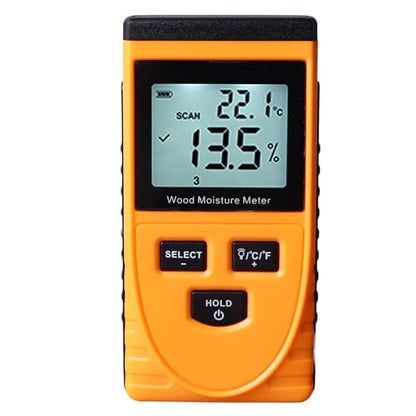 WT630 Pinless Wood Meter, Induction Type Non Destructive Digital Detector, 8 Levels Adjustment Multifunction, Measurement Range 0.5% 79.5%, Ideal
