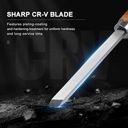 HAUTMEC Professional Wood Turning Chisel 8 pcs Set, Lathe Chisel Set with 2 Skew 1 Spear Point 1 Parting 1 Round Nose & 3 Gouge Tools for Beginners, Hobbyists and Professionals HT0237-WW - style: Crv Blade | Beech Handle