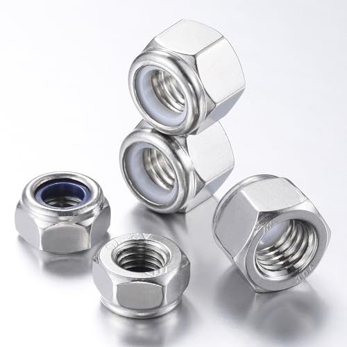 Wensilon(50pcs) M16 Self Clinching Nuts 304 Stainless Steel Self-Lock Nylon Inserted Hex Lock Nuts - size: M16